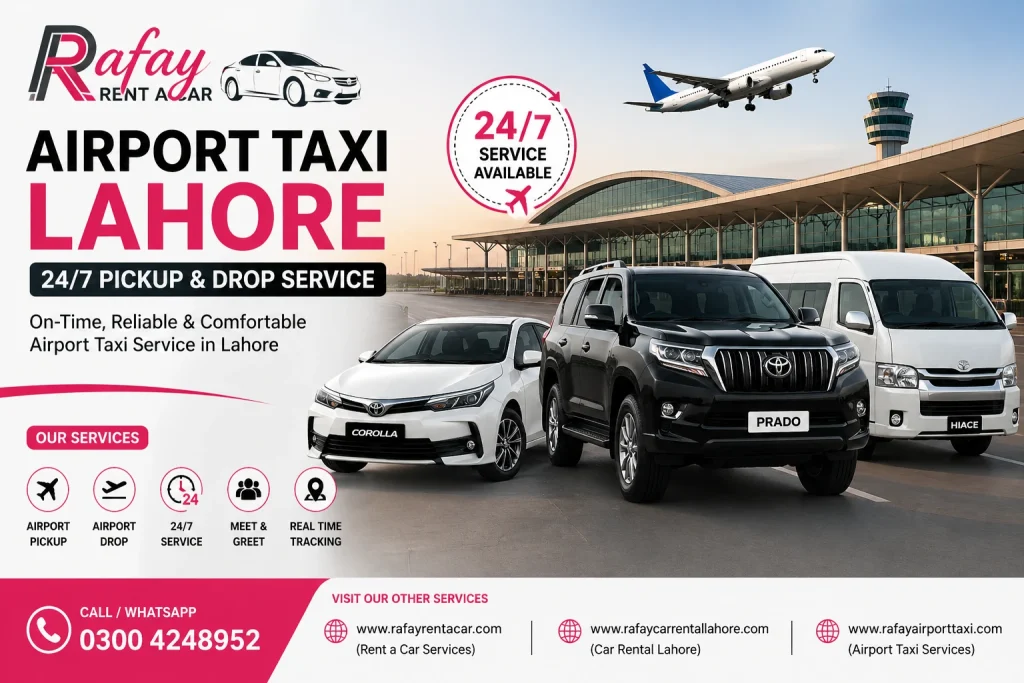 Airport Taxi Lahore – Rafay Airport Pickup Service - Rafay Airport Taxi Lahore airport taxi Lahore pickup drop service Rafay with driver
